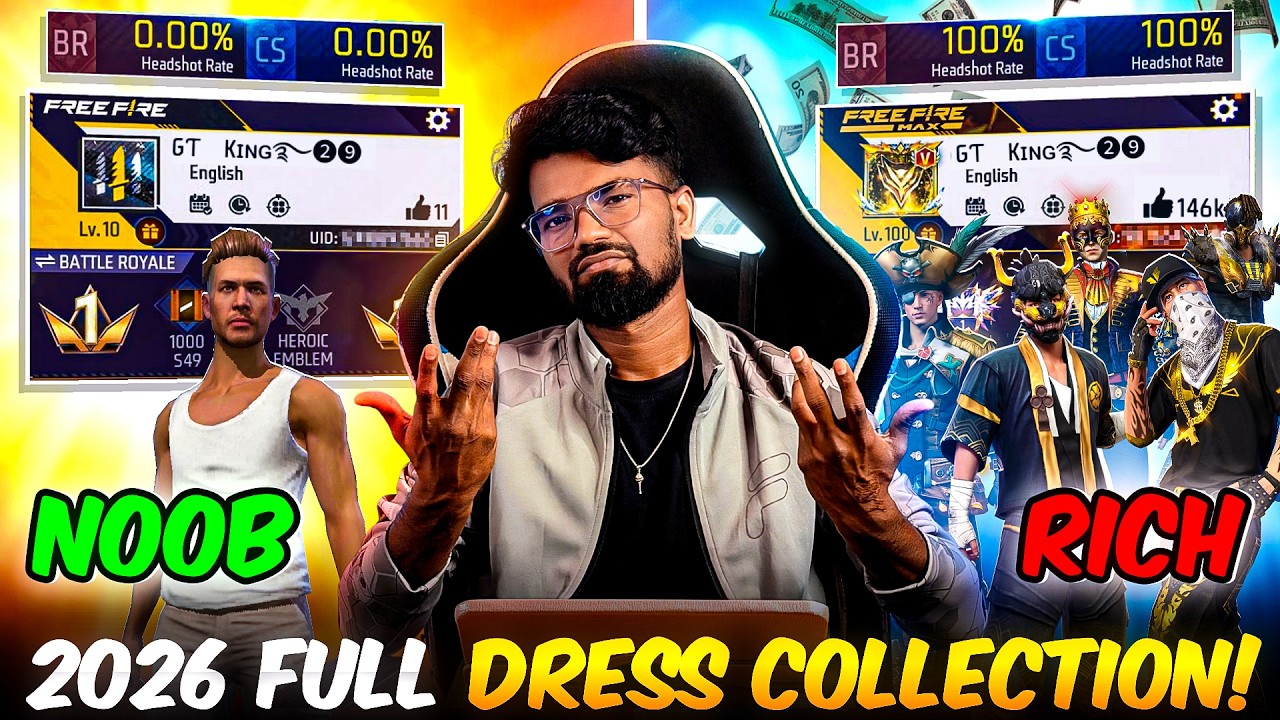 😰🚶POOR (2017) TO RICH (2026) FREE FIRE DRESS COLLECATIONS🤑🕺|| 5 LAHK WORTH BUNDLES|| GAMING TAMIZHAN