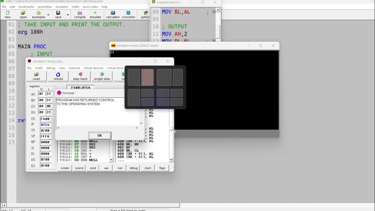 Input and Output in Assembly Language program in 8086 Microprocessor ...