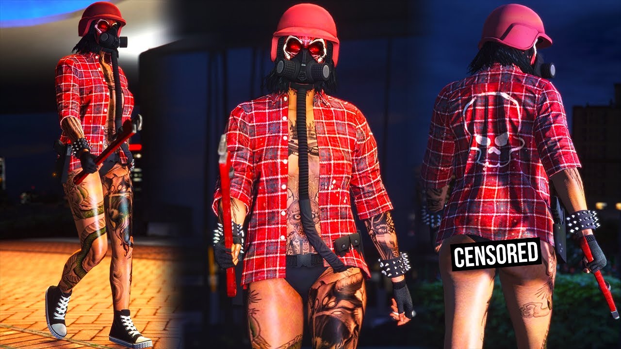 FEMALE TRYHARD OUTFIT WITH FIST FURY SHORTSLEEVE, NO TOP & GUN BELT