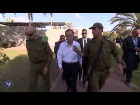 Le secrétaire général des Nations Unies, M. Ban Ki-Moon, visite un tunnel terroriste