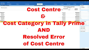 Cost Centre & Cost Category in Tally Prime | Resolved Error of Cost Centre in Tally Prime