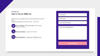 Awesome Contact Form Using | HTML, CSS and JavaScript