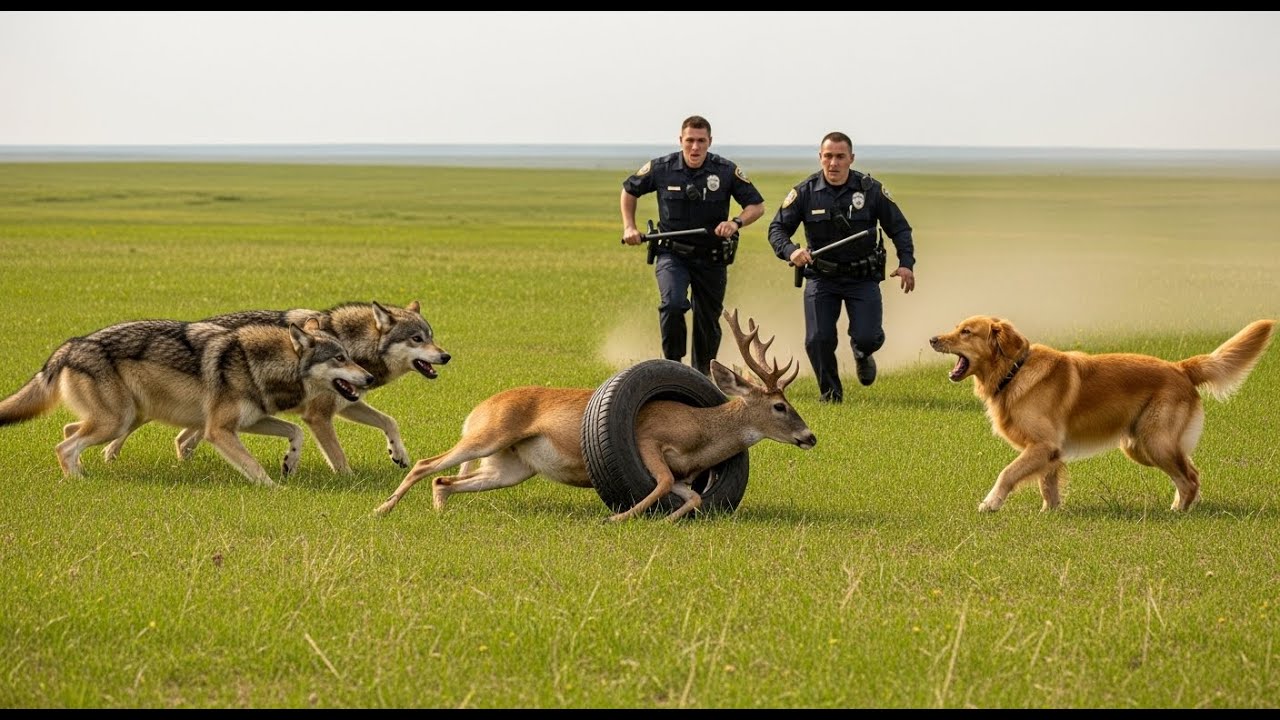 Heroic Police and Brave Dog Save Deer Stuck in Tire Just in Time 🦌🚨| Wildlife Rescue