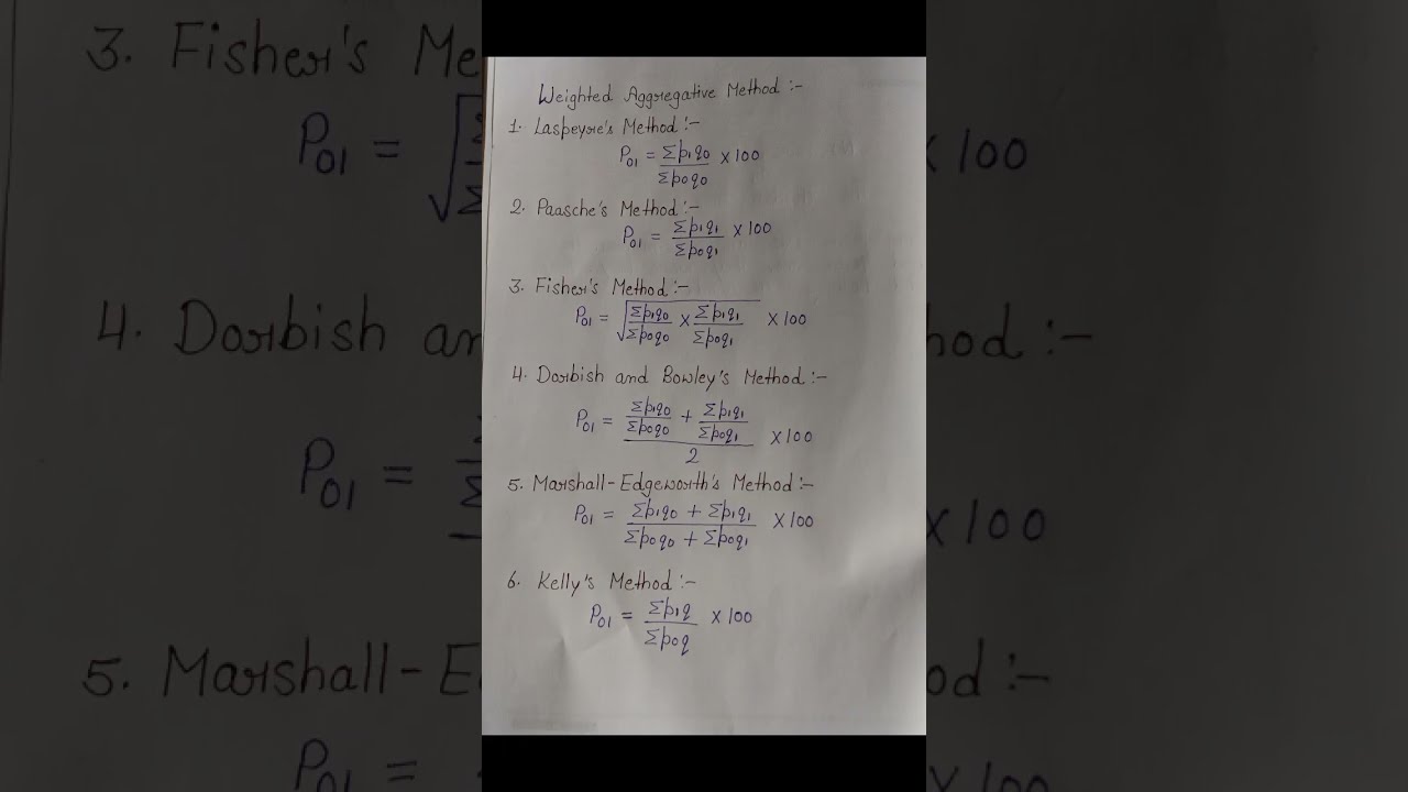 Index Numbers 1 Method Of Constructing Number 