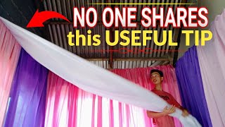 Cover Your Ceiling Using Fabric | Simple Fabric Swagging for Birthday or Christening Decorations screenshot 1