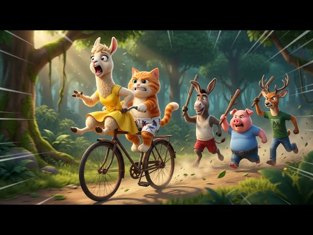 Cat Kidnaps Donkey's Girlfriend on a Bicycle | Funny Cartoon | Mama Toons