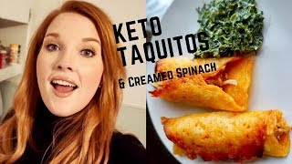 Making Low Carb Buffalo Chicken Taquitos &amp; Creamed Spinach