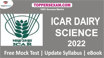 ICAR DAIRY SCIENCE Mock Practice 2022 | Question Paper | Update Syllabus & Pattern | MCQ | eBook