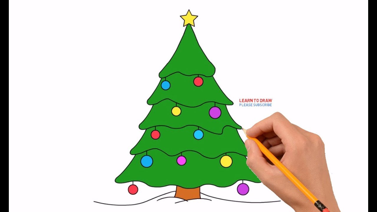 How to Draw a Christmas Tree Step by Step Easy For Kids - YouTube