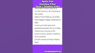 Thumbnail of Apollo Kids Ghostface Killah [Verse 1: Ghostface Killah] #hiphop #rap #verse #lyrics #nelly