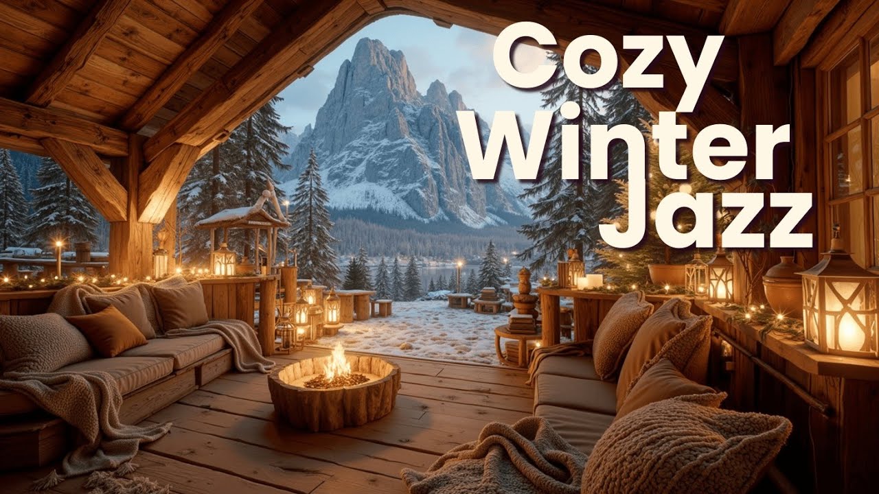 Cozy Winter Jazz Music & Snowfall Ambience ~ Relaxing Fireplace Sounds ...