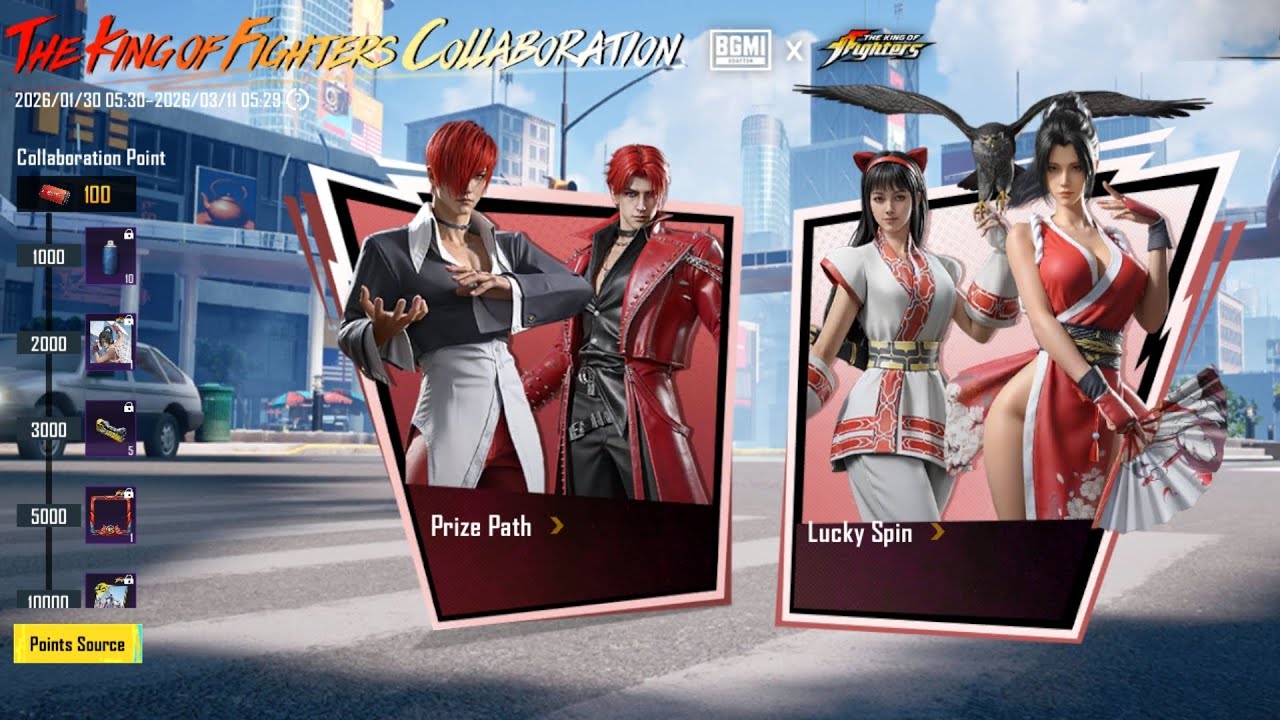 Bgmi The King of fighters collaboration 🔥🔥 prize path  500 UC me prize path return new Lucky spin 