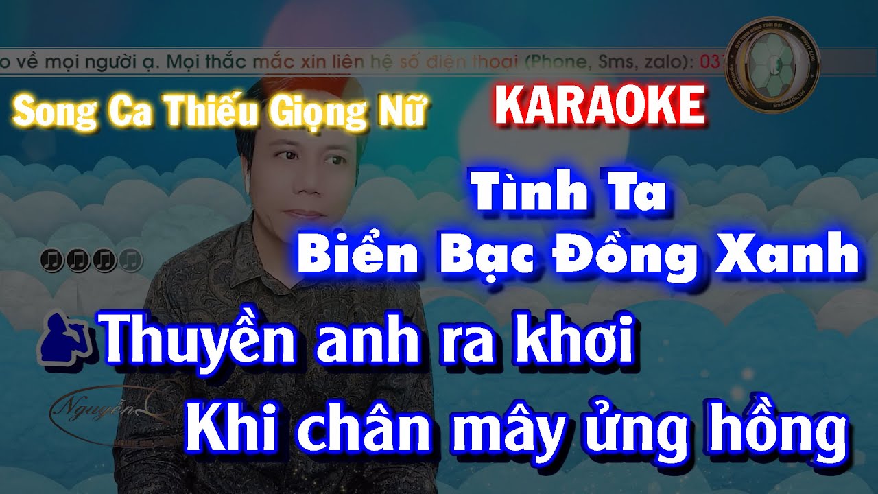 Karaoke song ca thiếu giọng nữ | Tình Ta Biển Bạc Đồng Xanh | Song ca cùng Nguyễn Quảng