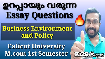 Essay Questions that will definitely come 🔥|Business Environment&Policy|Calicut University M.com ...