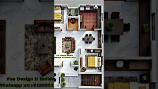 30x40 South Facing 2BHK House Plan | Vastu Friendly Modern Home Design | 1200 Sqft Dream House|#3d
