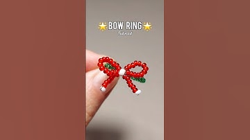 DIY🎄 Cute bow Beaded ring tutorial #beads #beadwork #christmas #jewelry #giftideas #diycraft