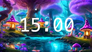 15 Minute Countdown Timer with Alarm | Relaxing Music | Mushroom Forest and Lanterns