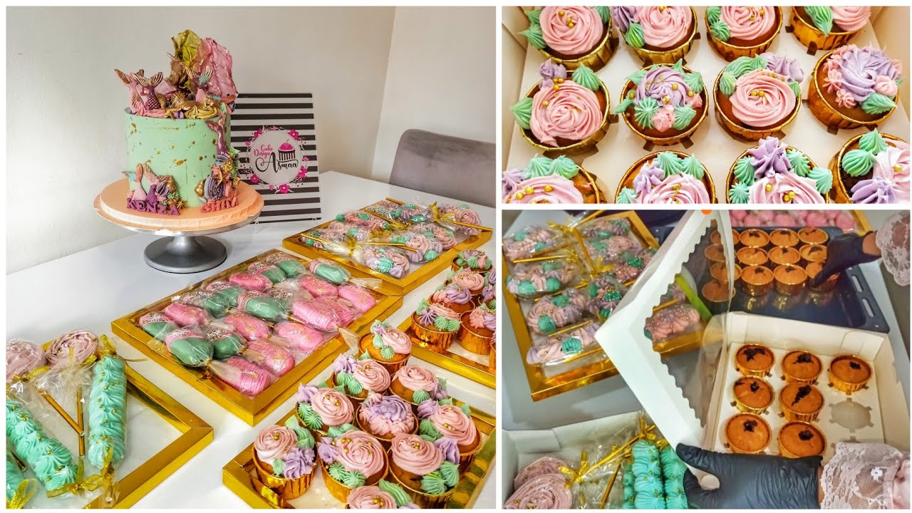 روتين طلبية بوفي فأقل من 48 ساعة🤪 كيك 15 شخص و 60 حبة ماكنوم كيك وكاب كيك و مورانغ سويس