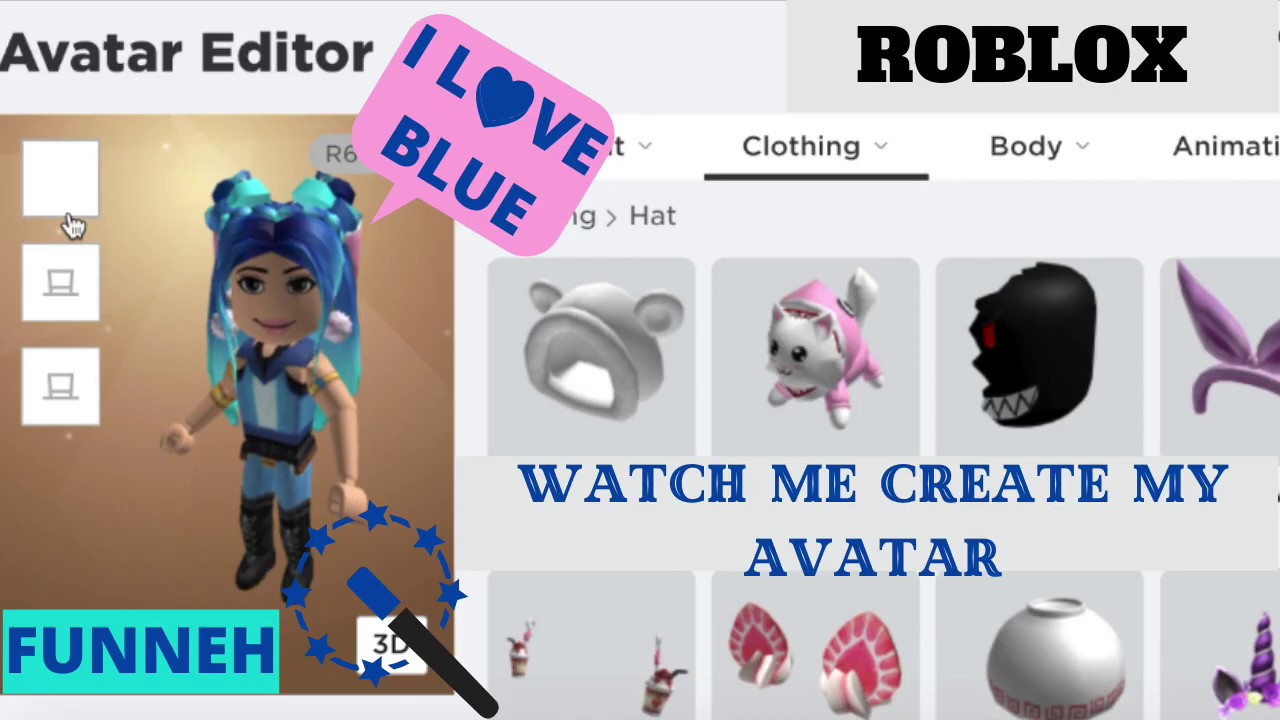 I am FUNNEH from the KREW creating my Funnecake avatar in ROBLOX ...