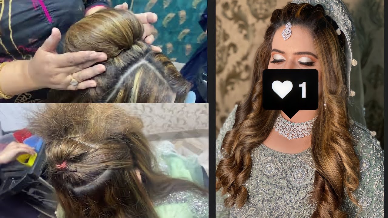 Advanced bridal hairstyle for long hair/ Walima reception hairstyle/open hairstyle /bridal hairstyle