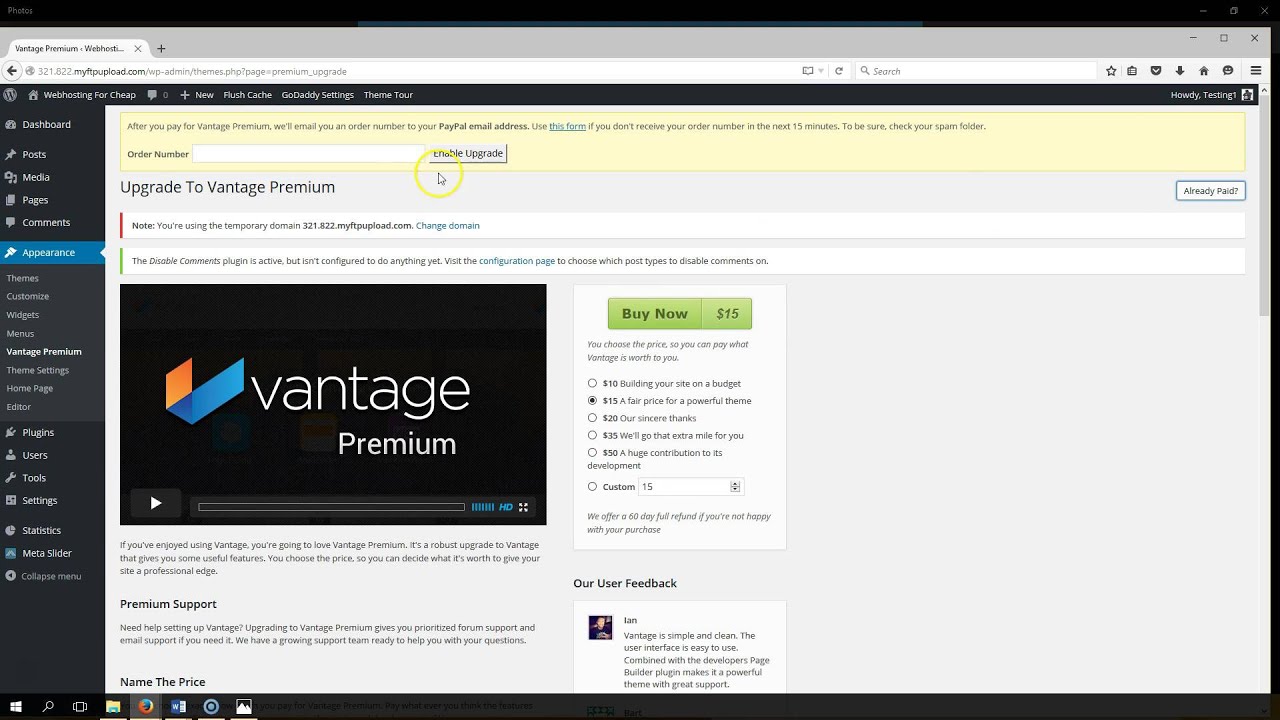 Installing Vantage Premium Theme YouTube