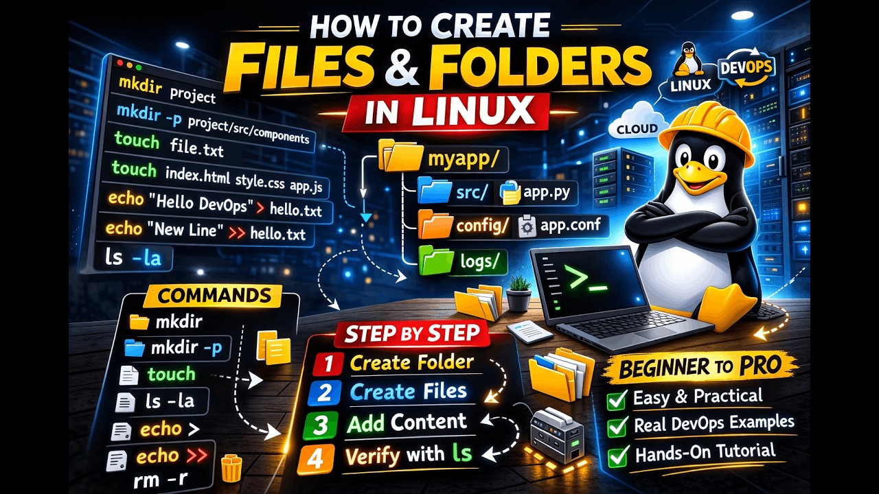 How to create Files and Folders in Linux | Beginner to Pro - YouTube