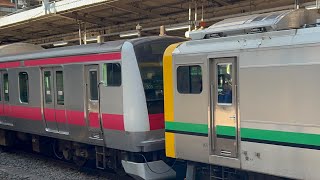 E493系01編成が引く京葉線E233系ケヨ503編成のAT出場が大宮駅を発車