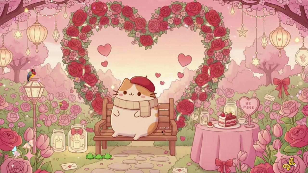 Rose Garden Valentine 🌹 Cozy Lofi with Pusheen's 💖 Romantic Beats to Relax & Feel Warm