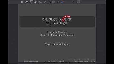 Hyperbolic Geometry 2.6. Möbius transformations: SL_2(C) vs SL_2(R), SU_{1,1} vs SL_2(R)