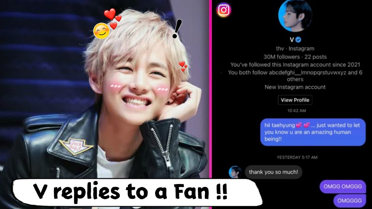 Bts Member V Replied To A Fan On Instagram Youtube