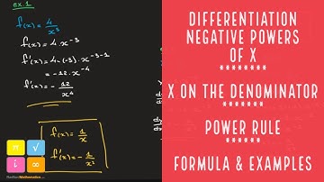 Differentiating Negative Powers - x on the Denominator - Power Rule for Negative Exponents
