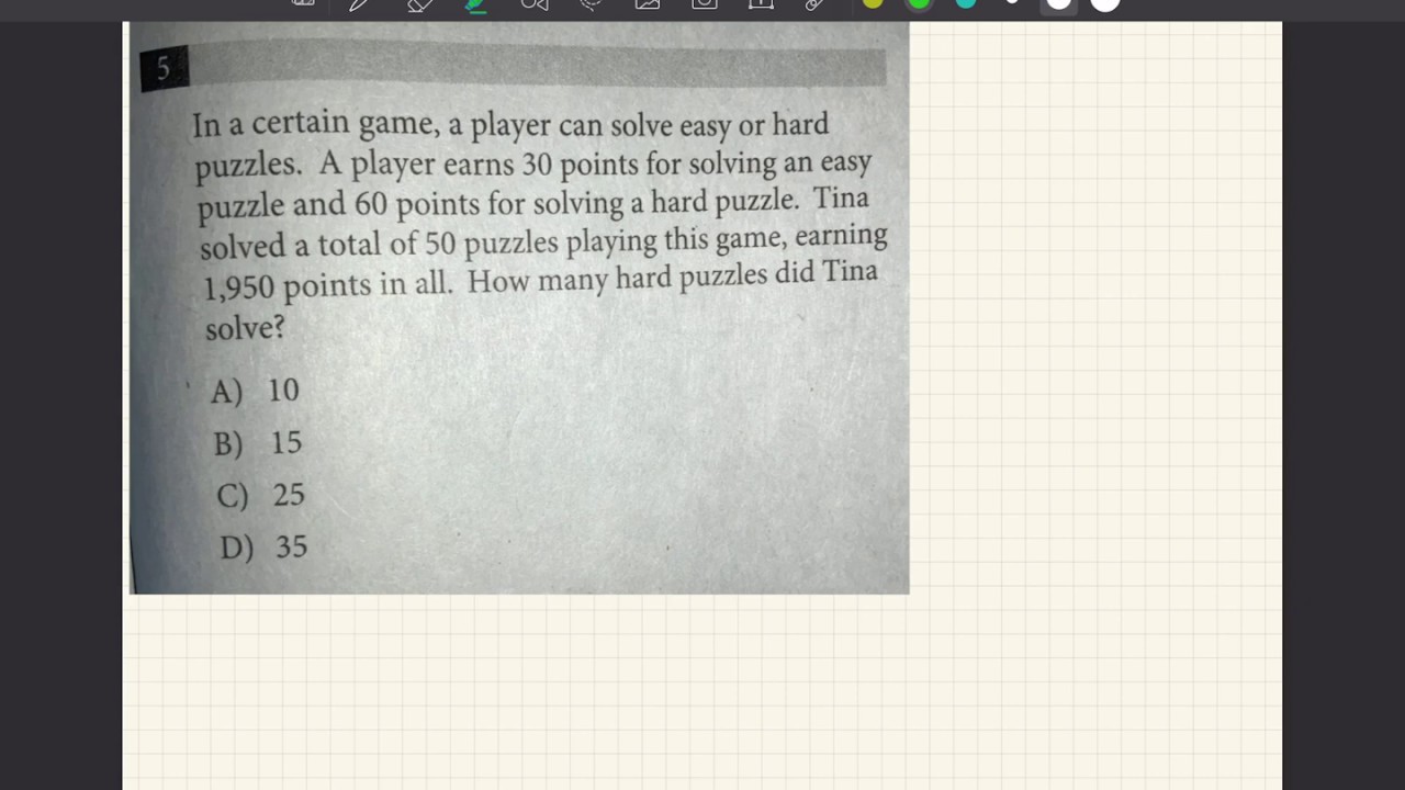 PSAT Problem 5 - YouTube