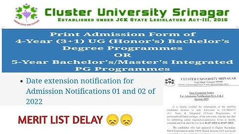 CLUSTER UNIVERSITY SRINAGAR 2022 || APPLICATION/REGISTRATION FORM DATE EXTENDED ✅ || APPLY NOW ✅