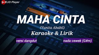 MAHA CINTA - Yunita Ababil - Karaoke & Lirik - versi dangdut - nada cewek(G#m)