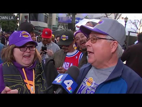 Lakers fanatics swarm downtown for unveiling of Kobe statue