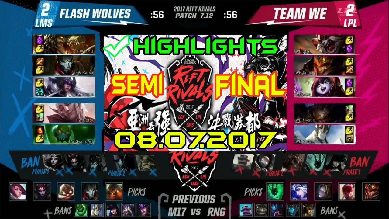 FW MMD (Renekton) vs WE 957 (Kled) Highlights | Rift Rivals 2017 LPL vs LMS Semi Finals Game 5