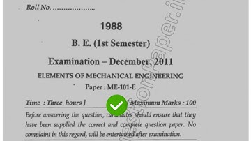 2011 Mdu BE 1st Sem Element of Mechanical Engineering Question Paper