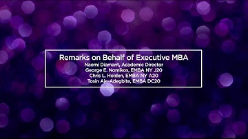Remarks on Behalf of Executive MBA | NYU Stern Executive Programs Class of 2020 Celebration