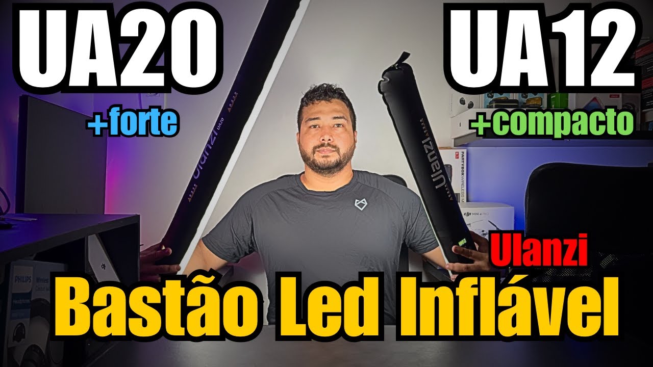 UA12 vs UA20 da Ulanzi 🔥 Qual bastão INFLÁVEL é o melhor? Unboxing + Comparação Completa!