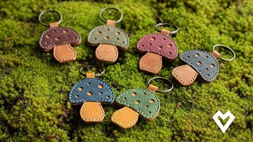 Making a Handmade Mushroom Keychain | Leathercraft Tutorial | Minimalist Design (PDF Pattern)