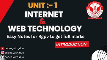 Internet and Web Technology AL703(D) Unit 1 | AIML 7th Semester | RGPV | #rgpv #iwt #youtube #ai