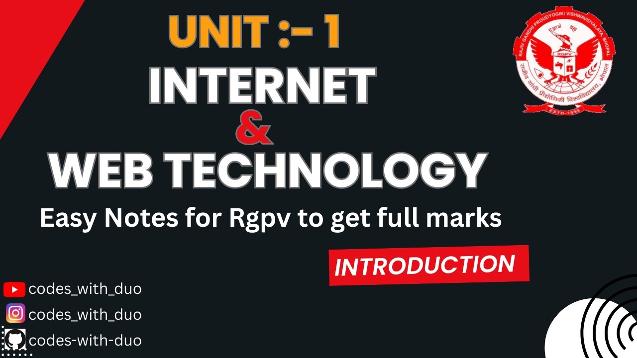 Internet and Web Technology AL703(D) Unit 1 | AIML 7th Semester | RGPV | 