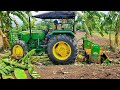 John Deere 5405 4wd Tractor + Saraswati Banana special Rotary tiller | Banana mulching | Part - 02