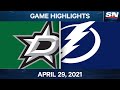 NHL Game Highlights | Stars vs. Lightning - Apr. 29, 2021