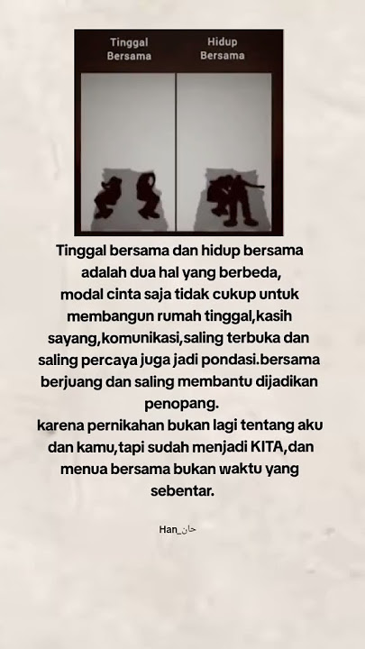 perbedaan tinggal bersama dan hidup bersama#keluarga #suamiistri #hubungan #rumahtangga #karakter