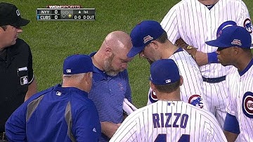 Hammel injured fielding ball, stays in game