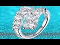 Smyoue 10 Gems Full Moissanite Rings for Women Sparkling Flawless Lab Created Diamond Wedding B
