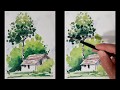 Paisaje acuarela. How to paint watercolor. A landscape.