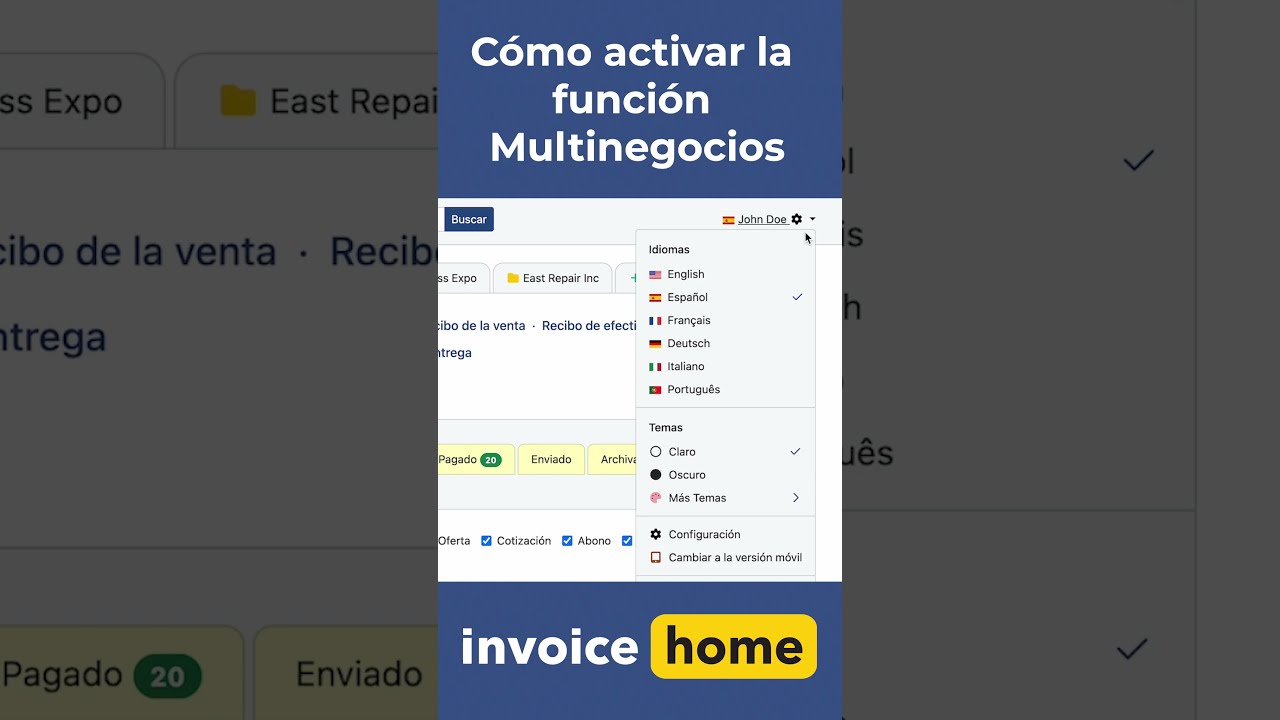 Cómo activar la función Multinegocios