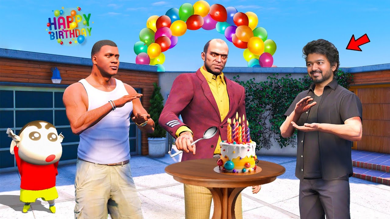 Shinchan & Franklin Celebrating Chithappu Birthday With Thalapathi Vijay in Gta 5